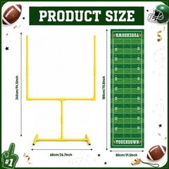 2 Pcs Football Party Decorations 70.8 x 31.5in Large Plastic Goal Field Post …