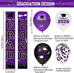 Graduation Decorations Class of 2026 Set – Purple Themed Congrats Grad Banner…