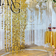 Gold Shimmer Wall Backdrop, 20 Packs Gold Sequin Curtain Circle Dots Garland for