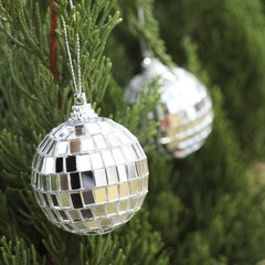 Elegant Silver Disco Mirror Ball Ornaments – 12 Pcs for Events & Celebrations