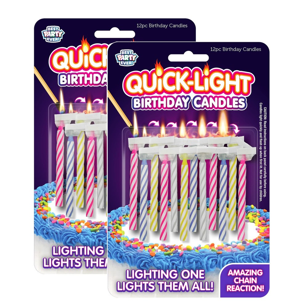 BEST PARTY EVER! Quick Light Birthday Candles – Lighting 2 pack, Multicolor