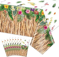 4 Pack Hawaiian Luau Grass Tablecloths Hawaii Luau Table Skirt Party Decorations