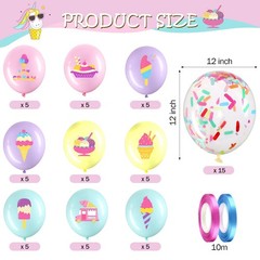 60 Pack Ice Cream Party Balloons Decorations, 12 Inch Sprinkles Party Confett…