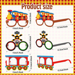 32 Pcs Train Party Decoration Train Themed Paper Eyeglasses Photo Booth Props Tr