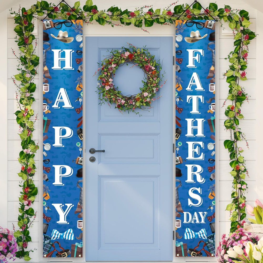 Happy Fathers Day Decorations First Porch 12×71 inches, Black