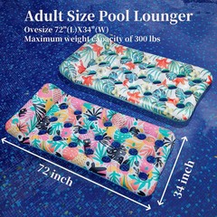 Pool Floats Inflatable Loungers Swimming Rafts Oversized Adults Headrest 2PK