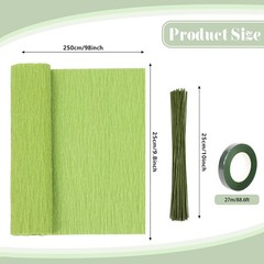Crepe Paper Rolls Sheets Floral Wires Tapes Flower Making Craft Light 6 Colors