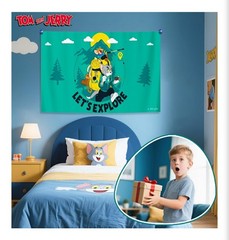 Tom And Jerry Party Backdrop/Wall Hanging «Let’s Explore» Approximately 3’x5″