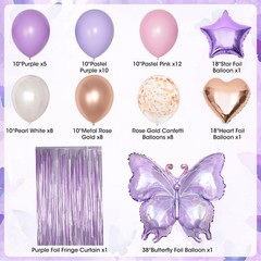Purple Pink Birthday Party Decorations, Butterfly Confetti Rose Gold Lavender…