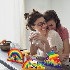 6 Pcs Pride Month Rainbow Table Wooden Decorations Lgbt Centerpieces Gay Prid…