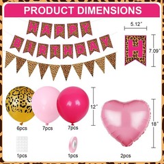 Pink Leopard Decorations, Gold Cheetah Print Animal Balloons Hot Pink and Hea…