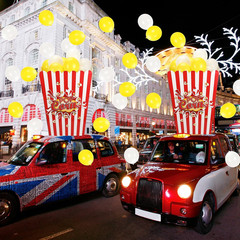 2 Pack Giant Popcorn Box Prop Cardboard Stand up with Balloons Movie 3D Popcorn