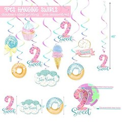 «Sweet Donut Birthday Party Decorations – 2nd Birthday Girl Banner, Cake Topper