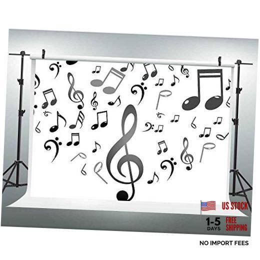 5(W) x3(H) FT Music Note Backdrop Musical Doodle Pattern Photography