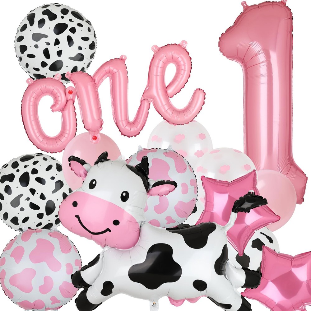 Cow Balloon Pink 40 Inch Large Number 1 One Letter Banner Balloons Cow Shape …