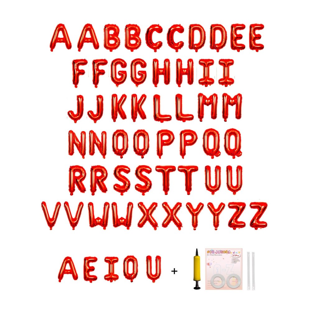 58 PCS Letter Balloons Alphabet Letters 2 Sets A- Z & 1 Sets AEIOU 16 – Inch …
