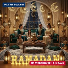 7 Pieces Large Ramadan LED Letter Lights Sign Ramadan Eid LED Marquee Lights Tab