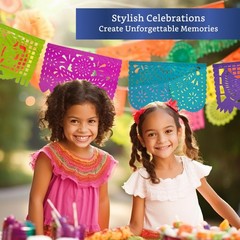 Mexican Party Banners (5 Pack – 10 Tissue Paper Flag Designs per Banner/NOT P…