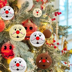 45 PCS Santa Face Stickers for Christmas Ornaments, Vinyl Decals DIY Colorful
