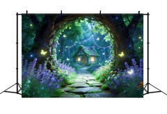 Magical Forest Backdrop Firefly Cottage Garden Background Photo Banner Party