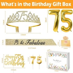 Charming Gold 75th Birthday Decorations: Tiara, Balloons, and Party Essentials