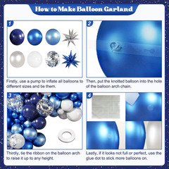 Blue Balloon Arch Kit Navy Metallic Silver White Party Decorations Set