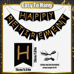 Retirement Party Decorations for Men Women Black Gold Happy Retirement Banner Ha