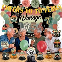 47Pcs 50/70Th Birthday Decorations for Men Women, PRE-STRUNG Vintage Banner Pa
