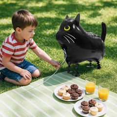 8-Pack Walking Cat Balloons – Cute Foil Kitty Balloons with Ribbons for Kids’…