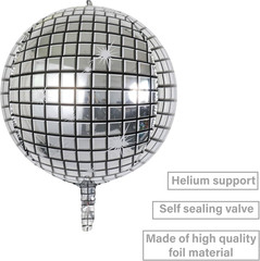 6-Pack 22 Inch Silver 4D Disco Ball Balloons – Decorations for 90S Dancing Queen