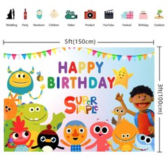 Super Simple Song Birthday Decorarion Backdrop Banner Party Supplies 5x3ft