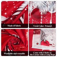 Merry Christmas Decorations Ornaments Snowflakes Red Door Cover New Year 35″x79″