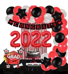 Graduation Party Decorations 2022*Supply Kit Red,Black & White*NEW LOW PRICE!