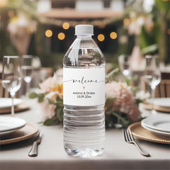Wedding Water Bottle Label, Minimalist Wedding Welcome Stickers – Rectangles