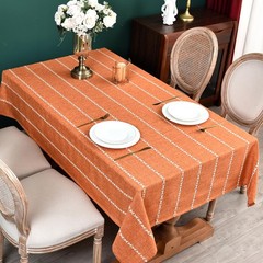 Zobesta Orange Farmhouse Tablecloth Rectangle 86×53 Inch Cotton Polyester