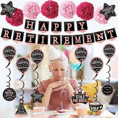 retirement party decorations banner gifts – (22pack) happy retirement rose gold