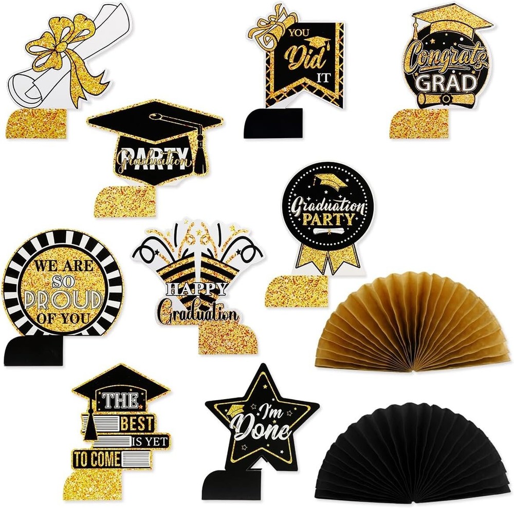 Graduation Honeycomb Table Decoration Set for Party Supplies and Desktop Decor