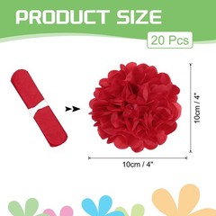 20 PCS Tissue Paper Pom Poms 4 Inch Large Paper Flowers Wall Decor Red