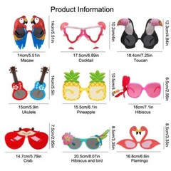 Luau Party Sunglasses – 9 Pairs Funny Hawaiian Glasses, Tropical Fancy Dress …