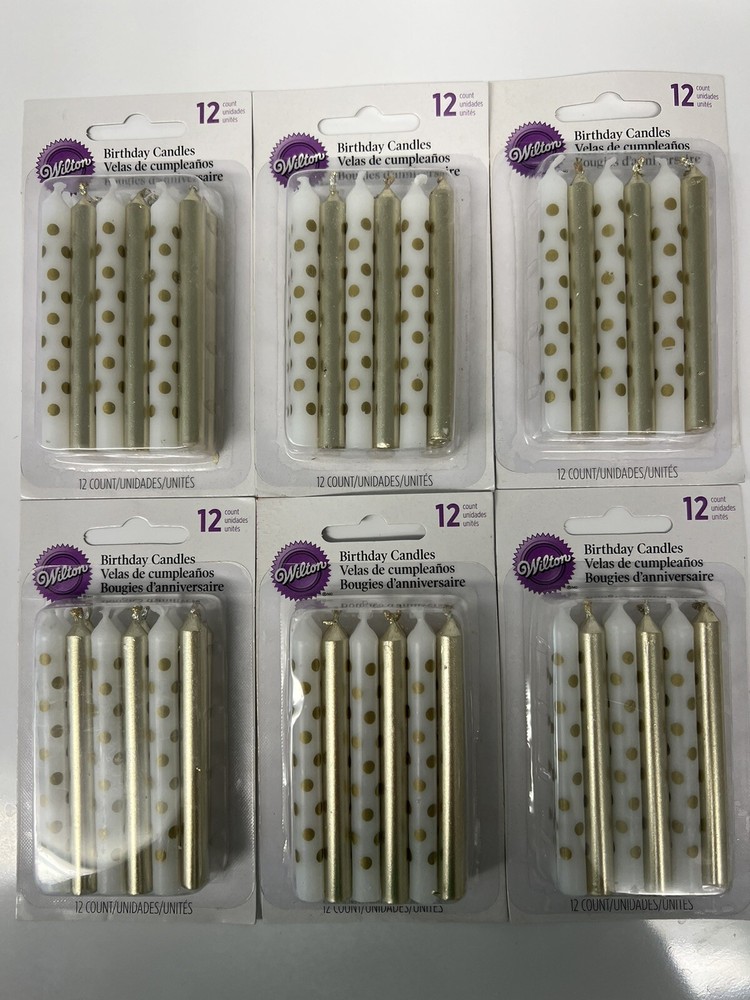 WOW! 6 Packs Wilton 3” Gold 50th Birthday 50th Anniversary 72 Candles (6 x12)