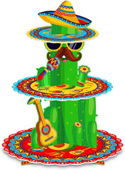 Fiesta Party Decorations – 3 Tier Mexican Birthday Party Cupcake Stand & Topper