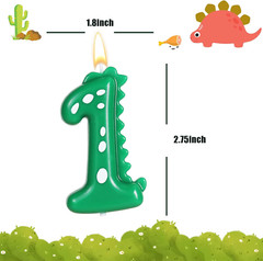 Green Number 1 Dinosaur Candle for Boy Birthday Party Decorations, 1St Birthday