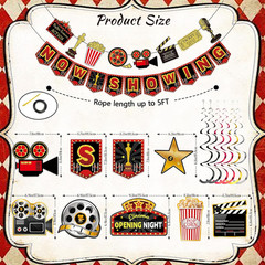 Movie Night Party Decorations Hanging , Movie Birthday Banners , Party Supplies