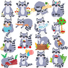 48Pcs Raccoon Theme Cupcake Toppers Woodland Animal Birthday Party Decorations C