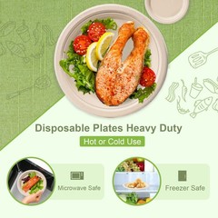 Paper Plates 10 Inch Bulk, 50 Pack Compostable, Eco Friendly Heavy Duty, Made…