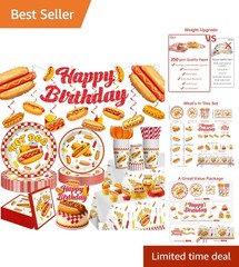 Vibrant Hot Dog Party Supplies Set – 191 Pieces for Memorable Celebrations