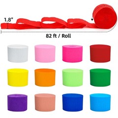 48 Rolls Crepe Paper Streamers 3936 ft Pastel 1.8 Inch x 82 ft/Roll Flower DIY