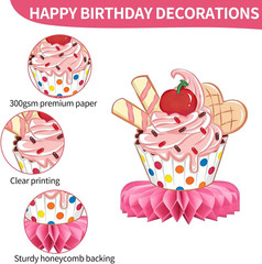 9 Pieces Happy Birthday Table Decorations, Colorful Birthday Honeycomb Centerpie