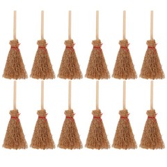 30Pcs Miniature Witch Brooms Light Brown Wood Mini Dollhouse Accessories Set