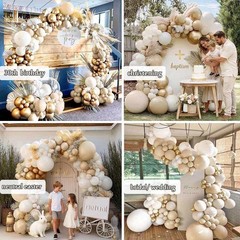 White Sand Gold Balloon Arch – Double Stuffed Matte Cream Nude Beige White Pa…